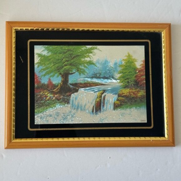 Vtg Framed Picture Waterfalls 8" x 6" - Picture 1 of 5
